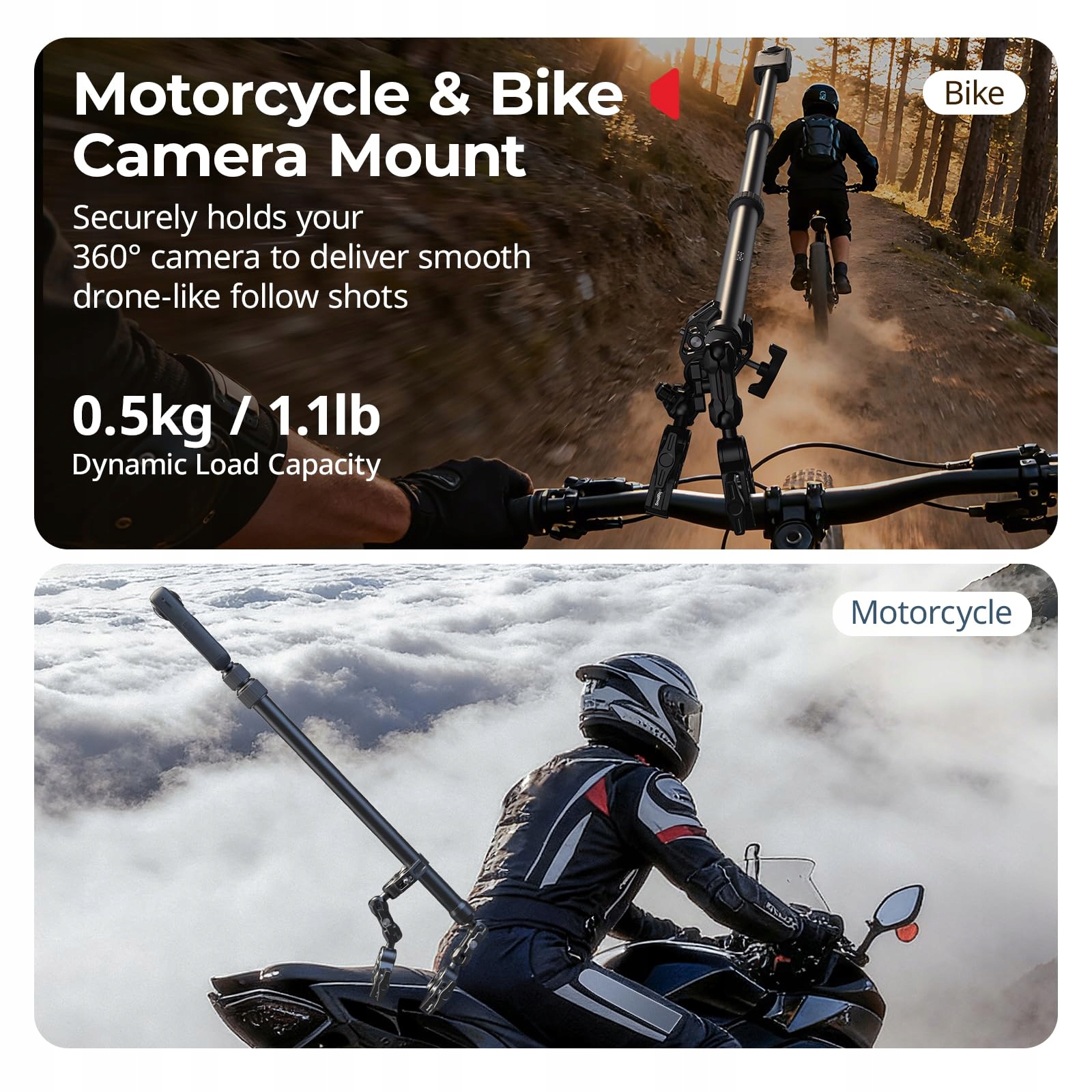 Zestaw Uchwytu Motocyklowego 360 Do GoPro DJI Insta360 5459B Pro SMALLRIG — miniatura 2