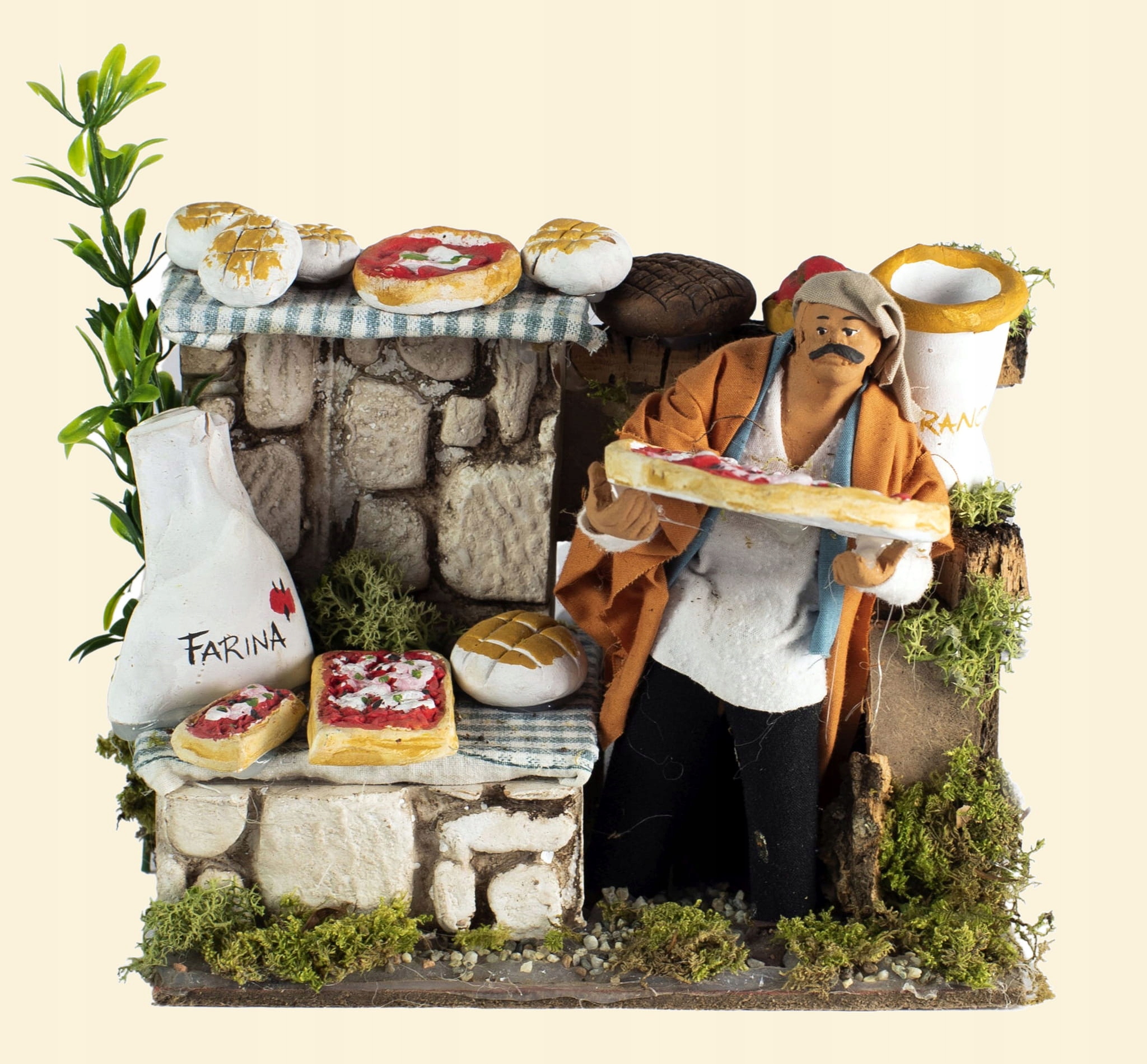 Pohyblivá Figúrka Do Betlehu Božon Predavač pizze, pre postavy s výškou 10 cm