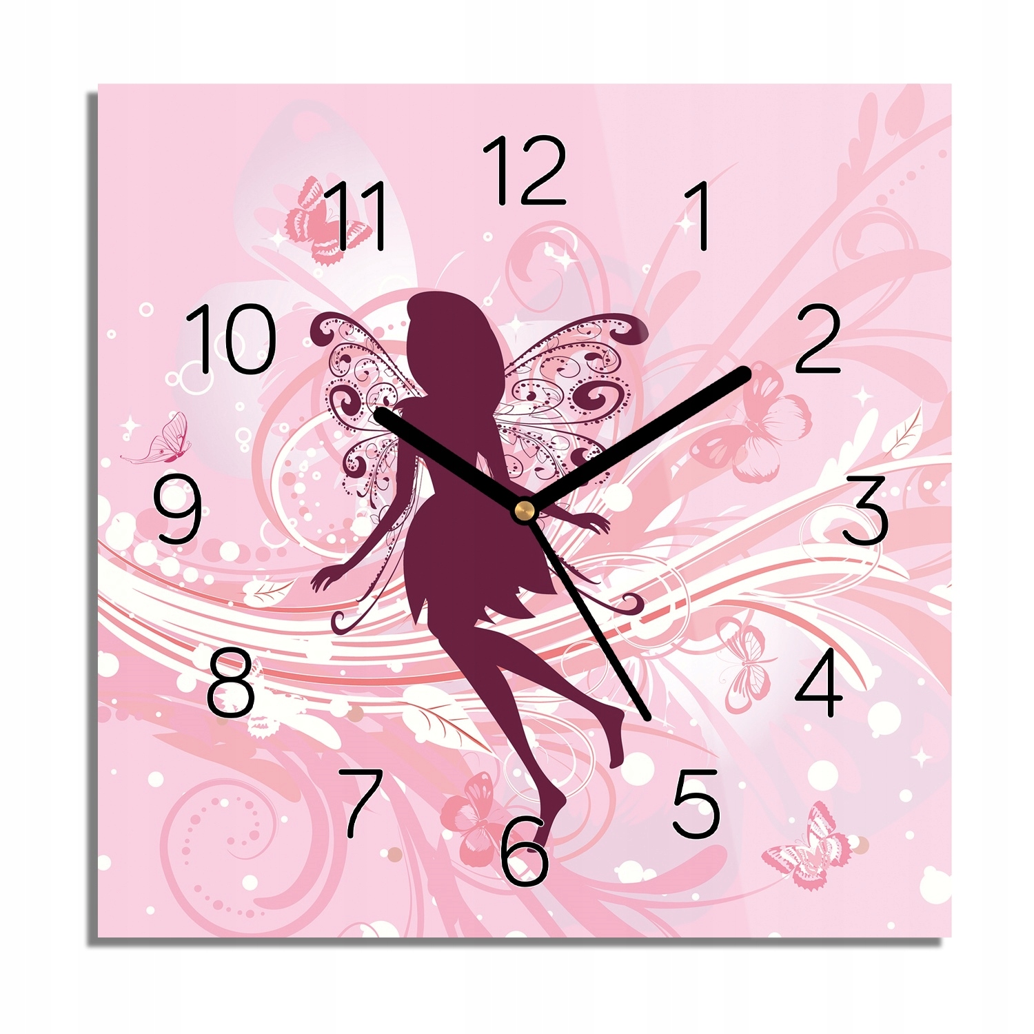 

Elf motyle kwiaty zegar szklany z grafiką 30x30