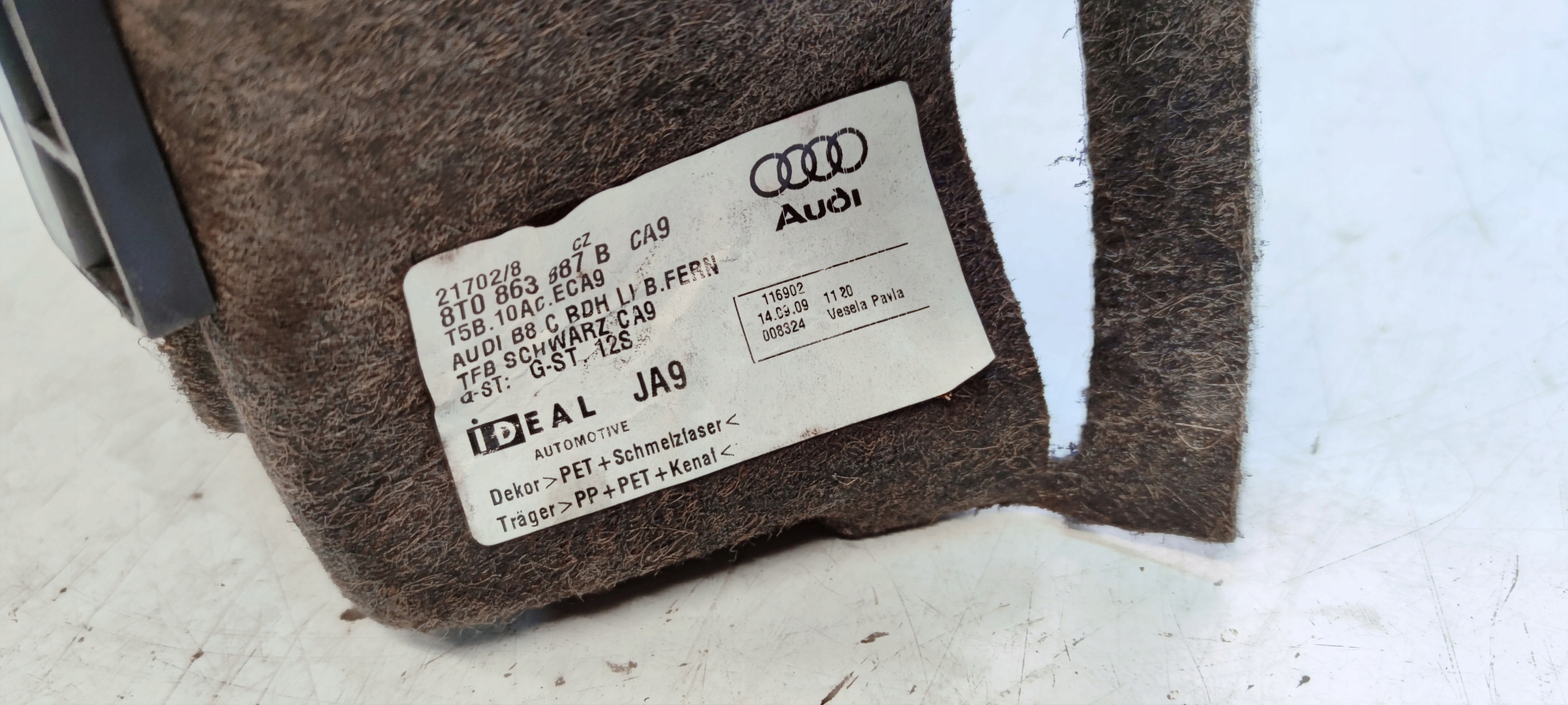 boot upholstery left AUDI A5 COUPE 8T0863887B CA9
