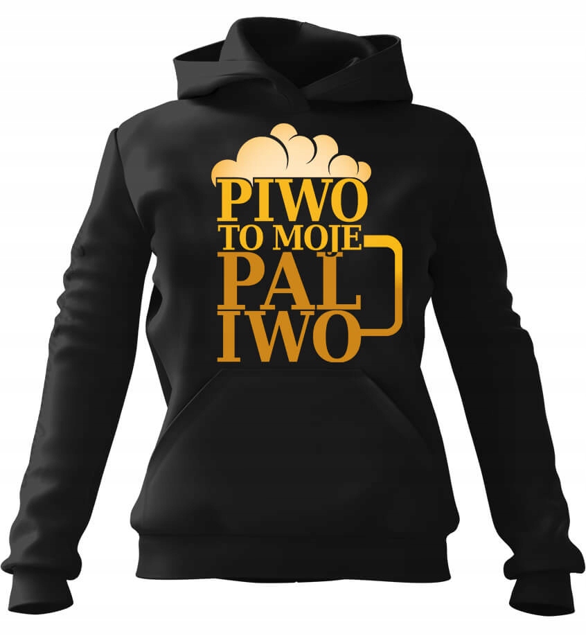 pánská mikina s kapucí Pivo je moje palivo, černá 4XL pro muže a muže