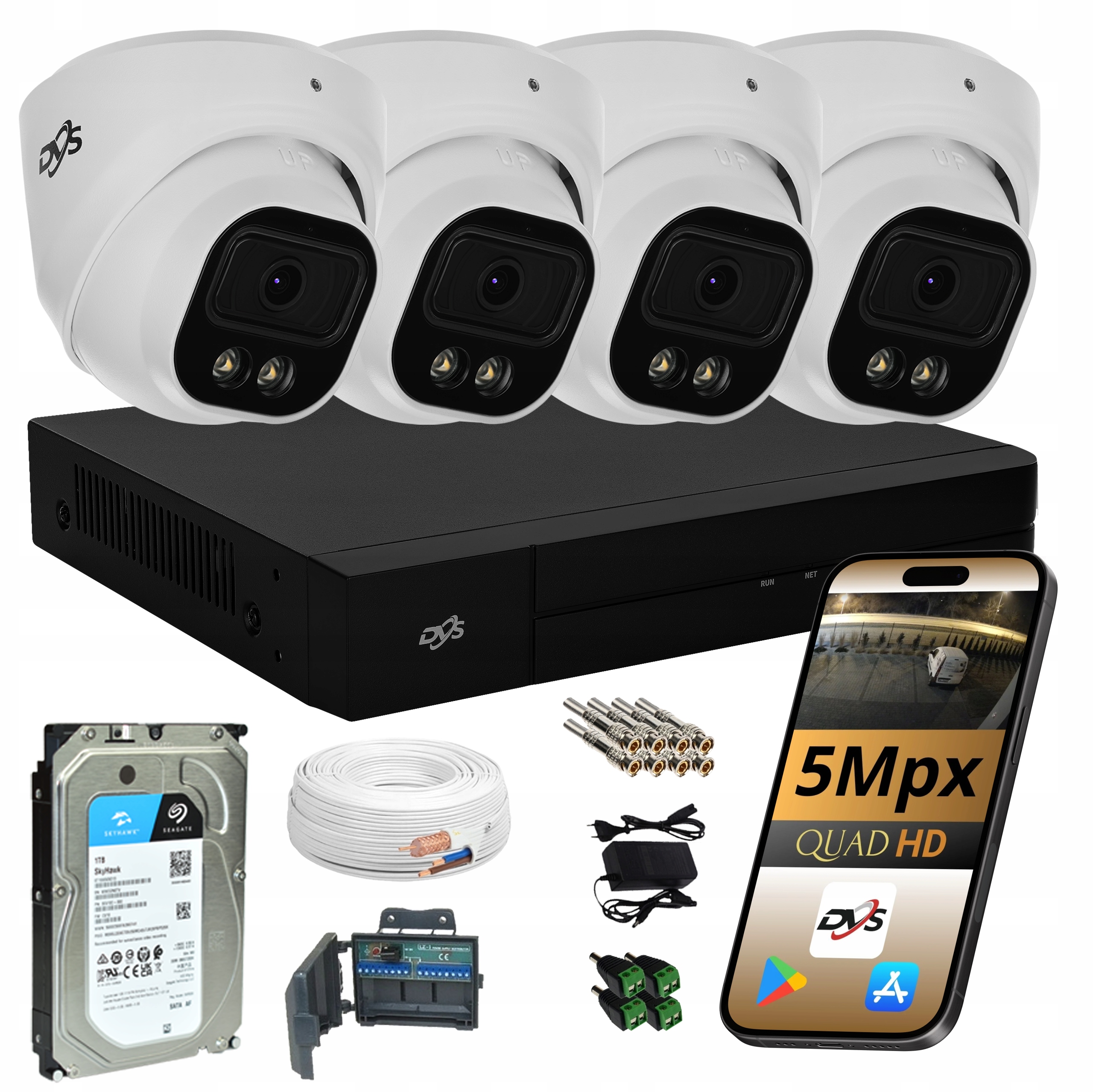 Sada kamer na monitorovanie 4x Dual Light analógová s diskom 1TB Dvs Dual