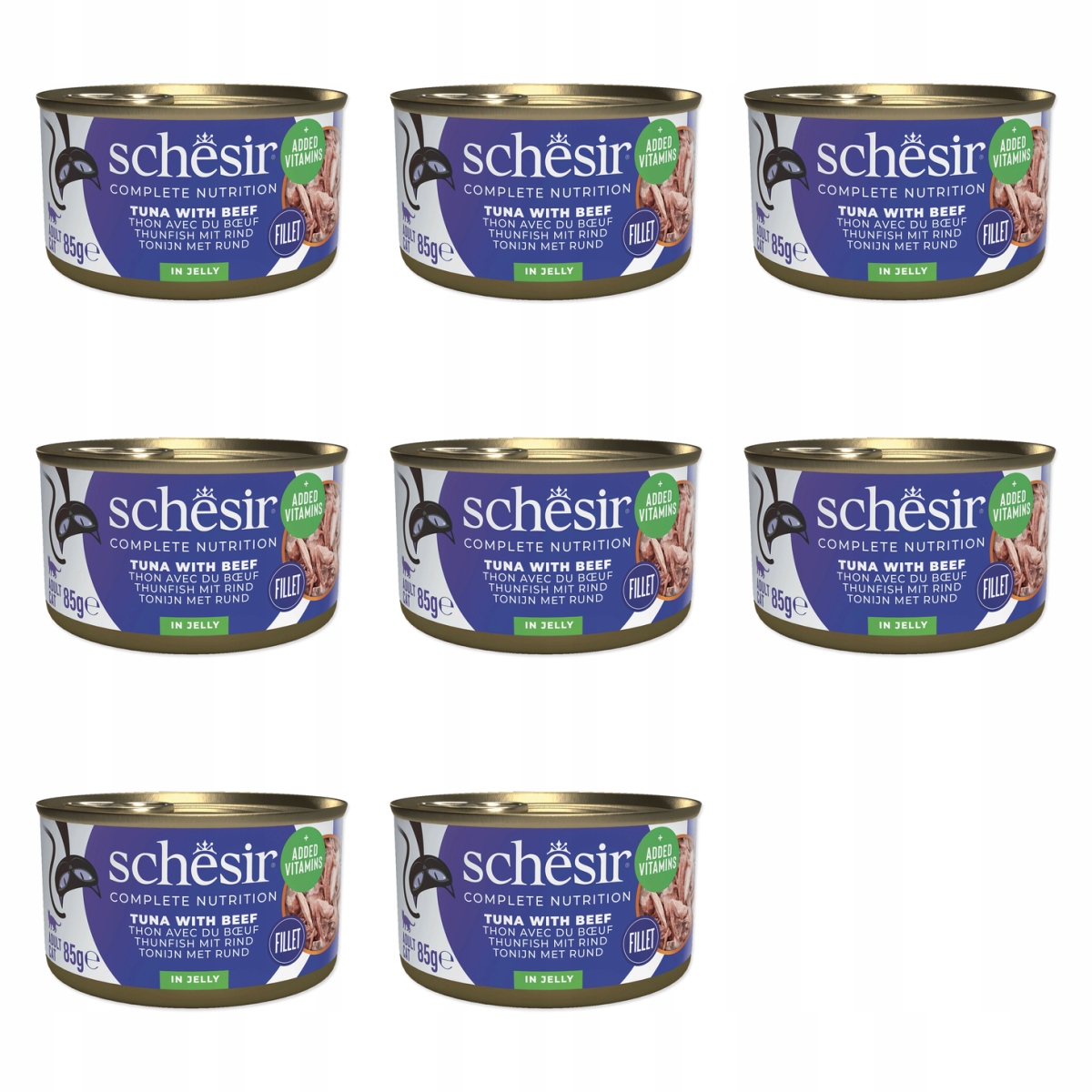 Levně Konzerva Schesir tuňák+hovězí+rýže v želé 85g balení 8 ks