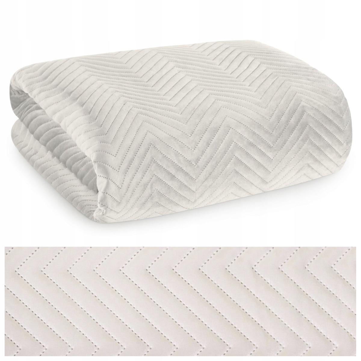 Prošívaný Přehoz 170x210 na postel Pohovka Velurová Ozdobná Sofia Krémová