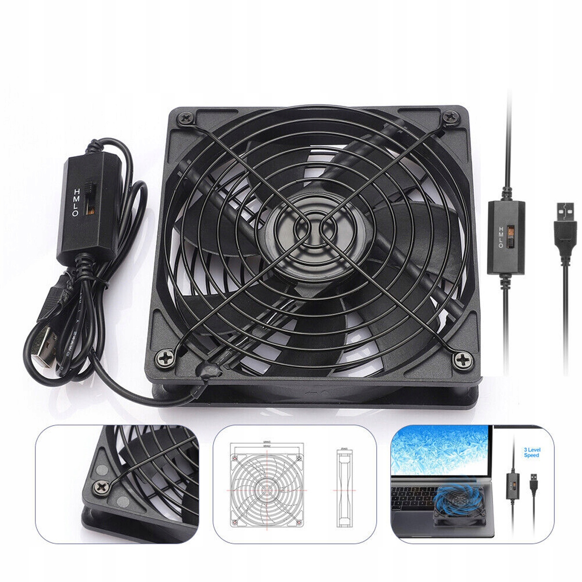 PODWÓJNY WENTYLATOR PC USB 3 PRĘDKOŚCI REGULOWANA WENTYLATOR CICHY