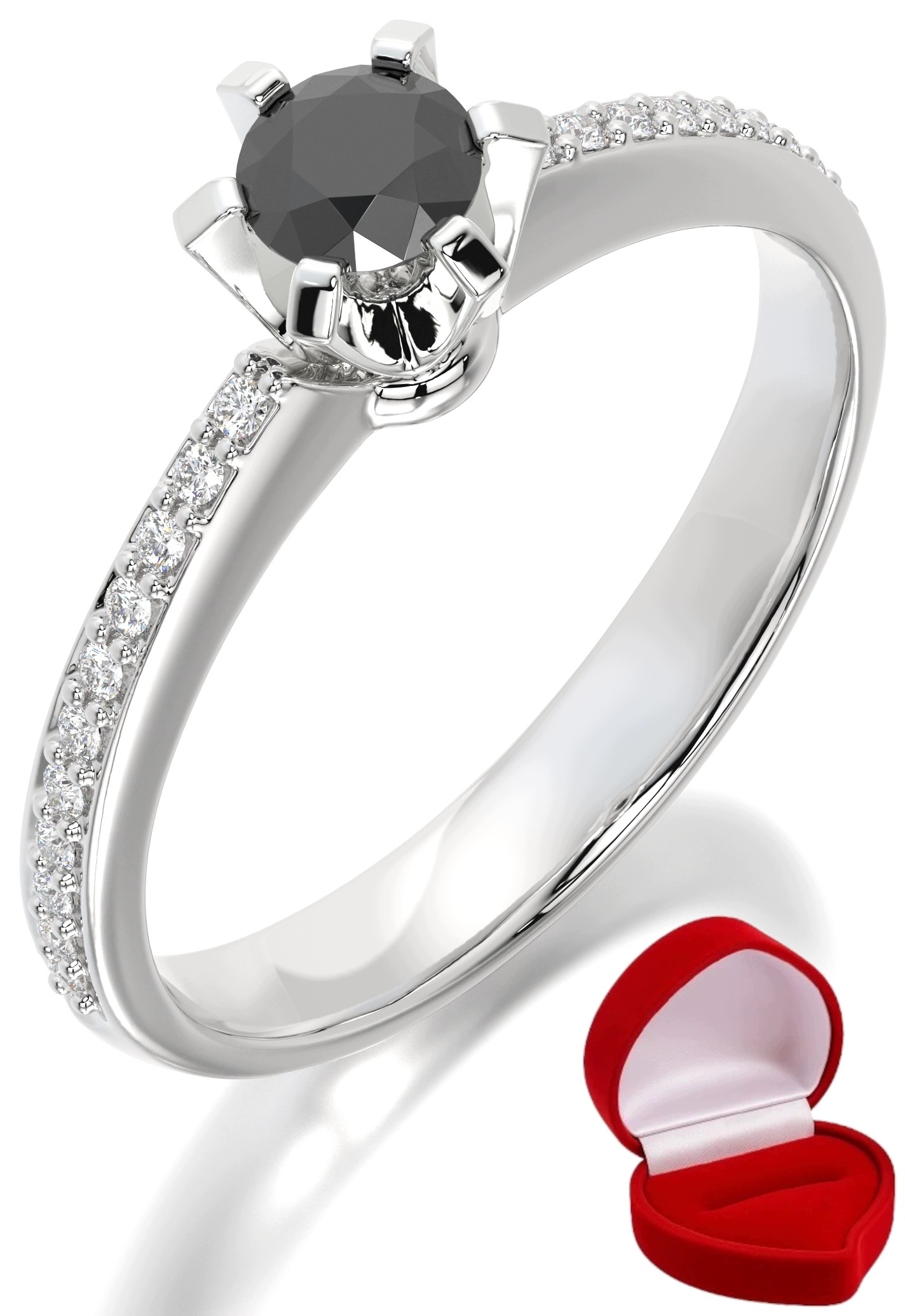 Zlatý Prstýnek 585 14k Brylant Č. 0,19 ct Bílé Zlato R6