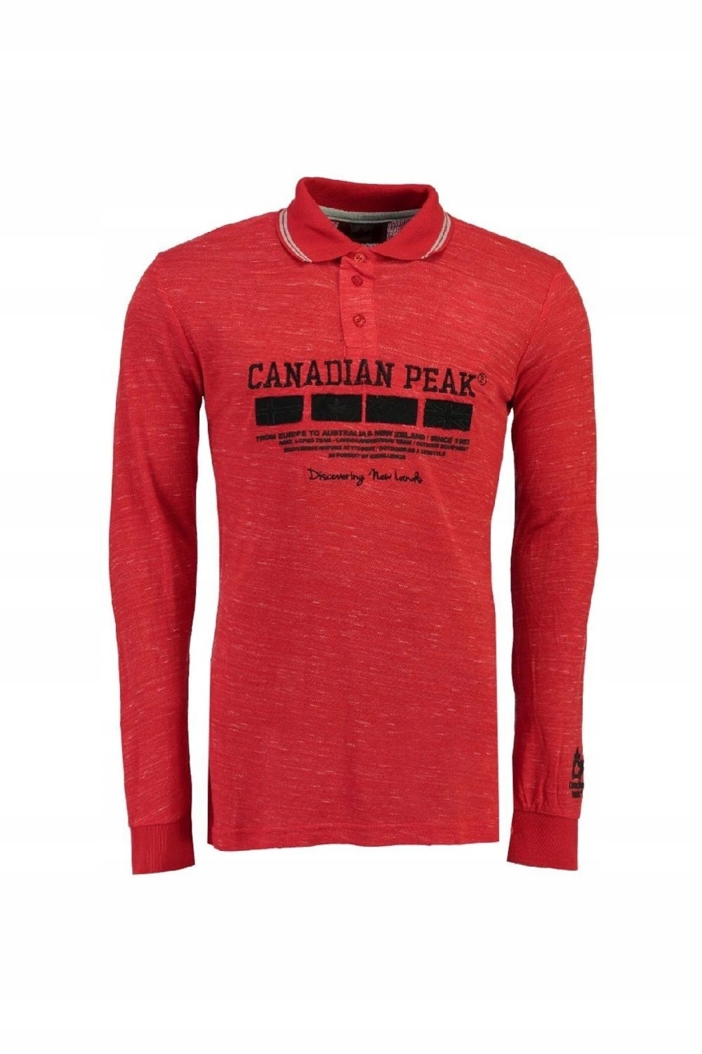Tričko Canadian Peak polo pánské s dlouhým rukávem, červené logo, výšivka vel. S