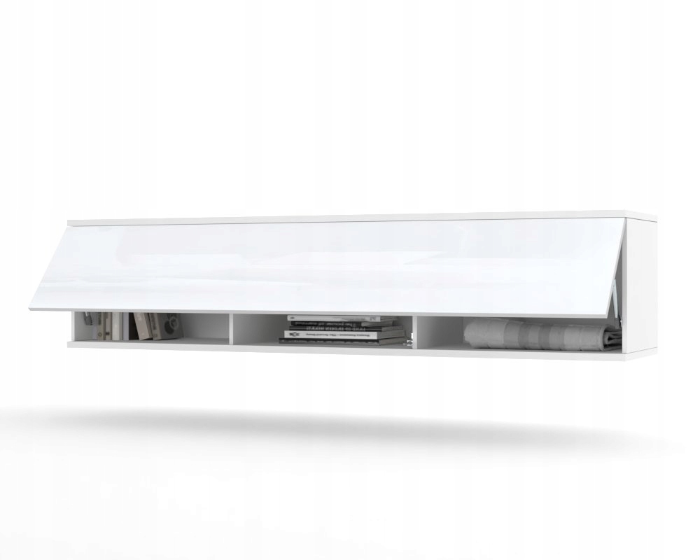 Wisząca Szafka RTV Komoda do Salonu SIMPLY POZIOMA Biały Połysk