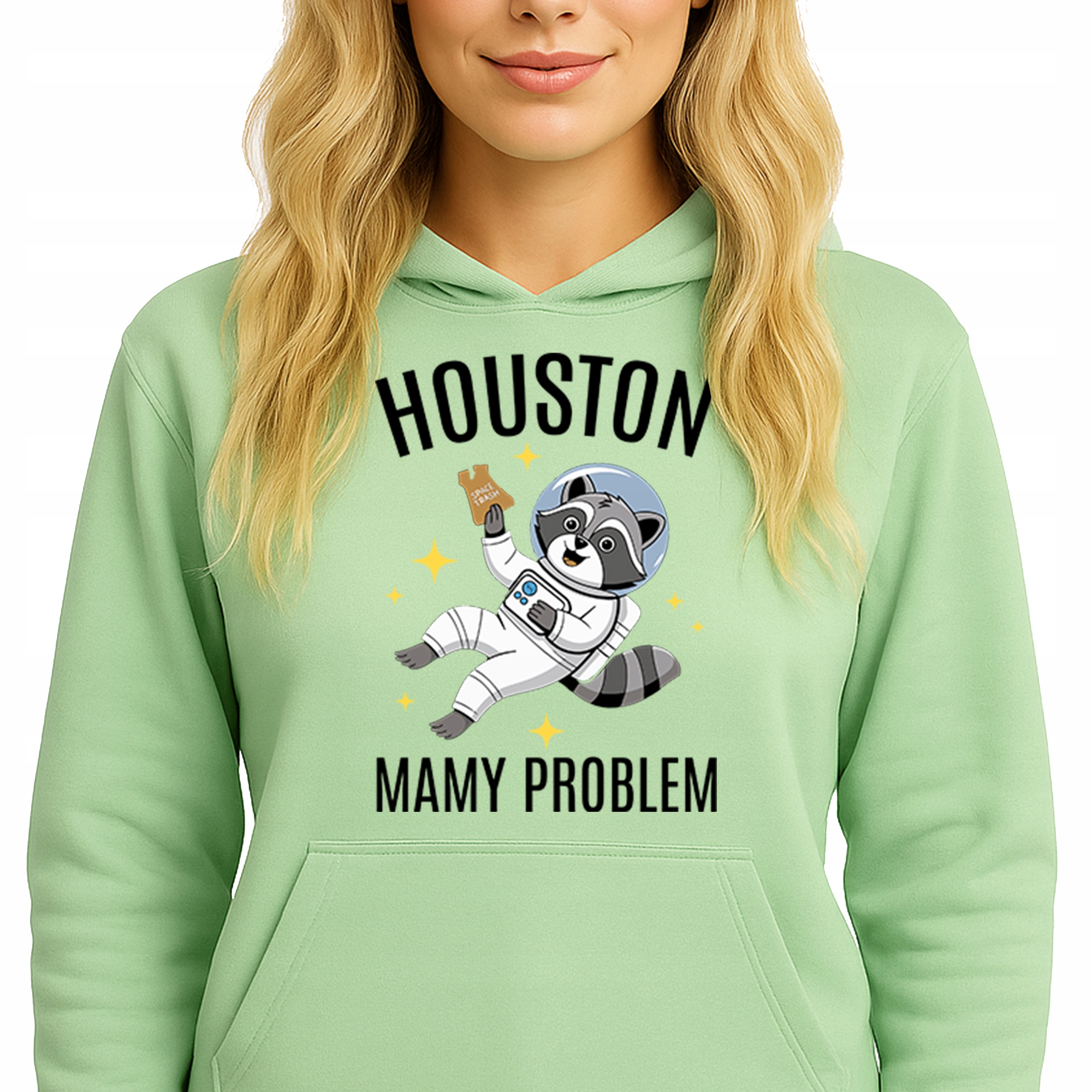 Mikina S Kapucí Zelená Hoodie Houston Máme problém S