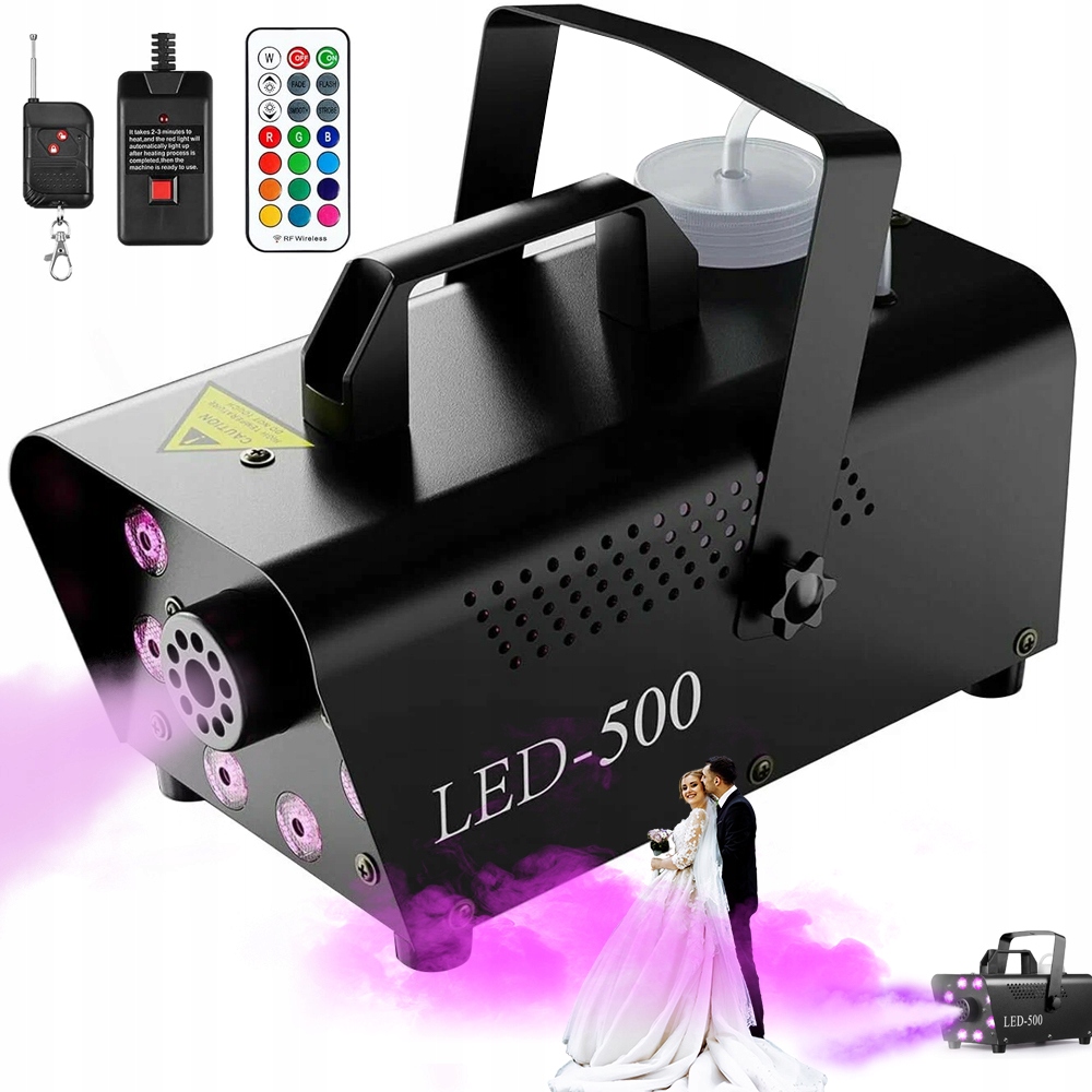 Výrobník Generátor Kouře Kouřová Led Žárovka Rgb 500W Párty Stroj S Dálkovým Ovládáním