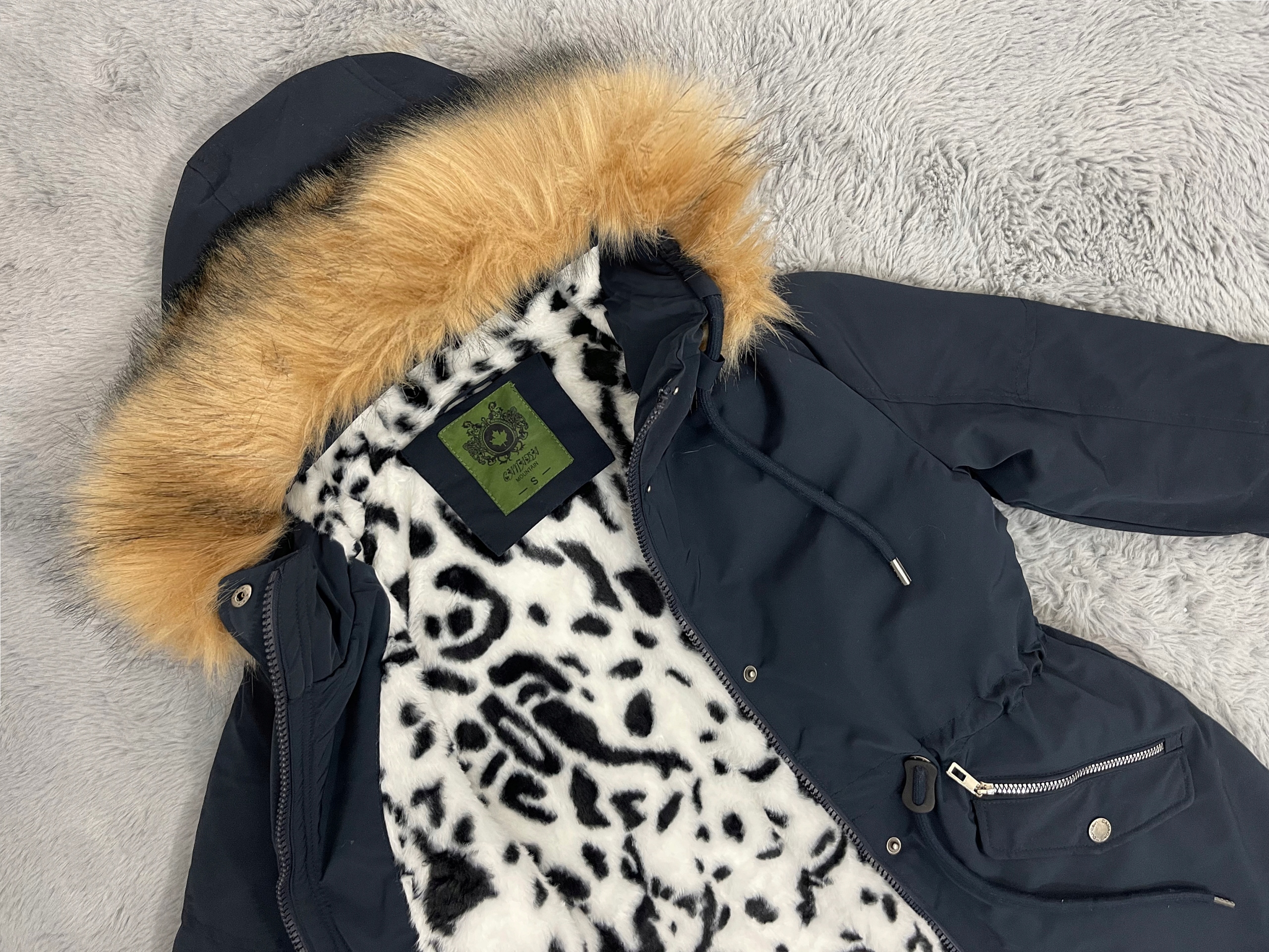 ZIMOWA PANTERA CIEPŁA PARKA KURTKA NA MISIU 6XL Kaptur z kapturem