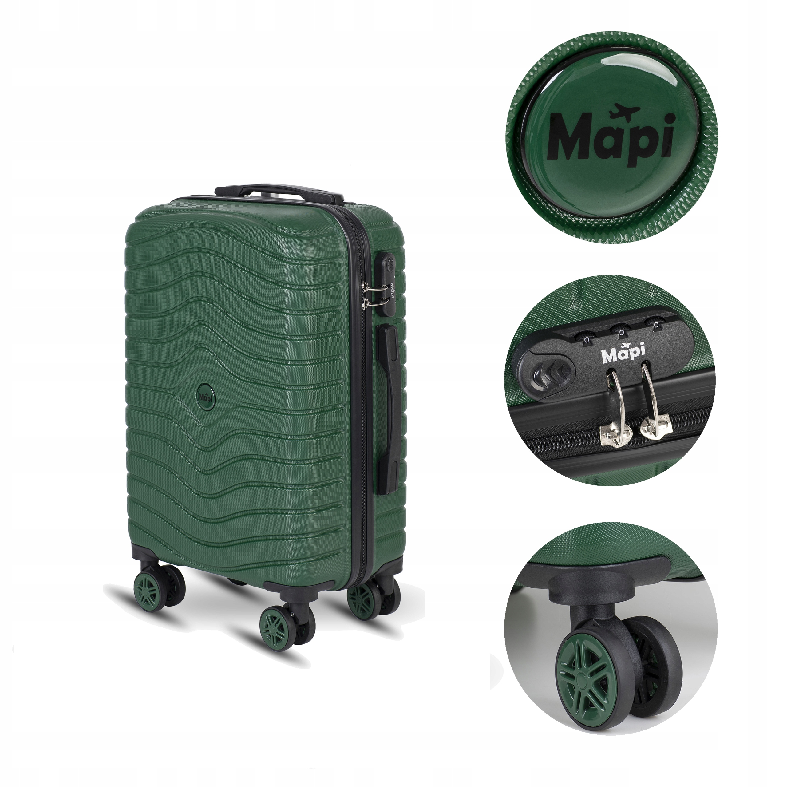 Mapi Tvrdý kabinový kufr Abs Mapi 35L Zelený Premium 35 l