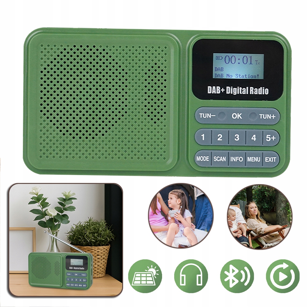 Přenosné Fm Rádio, Bezdrátový Bluetooth Reproduktor, Multifunkční Rádio Dab+/fm