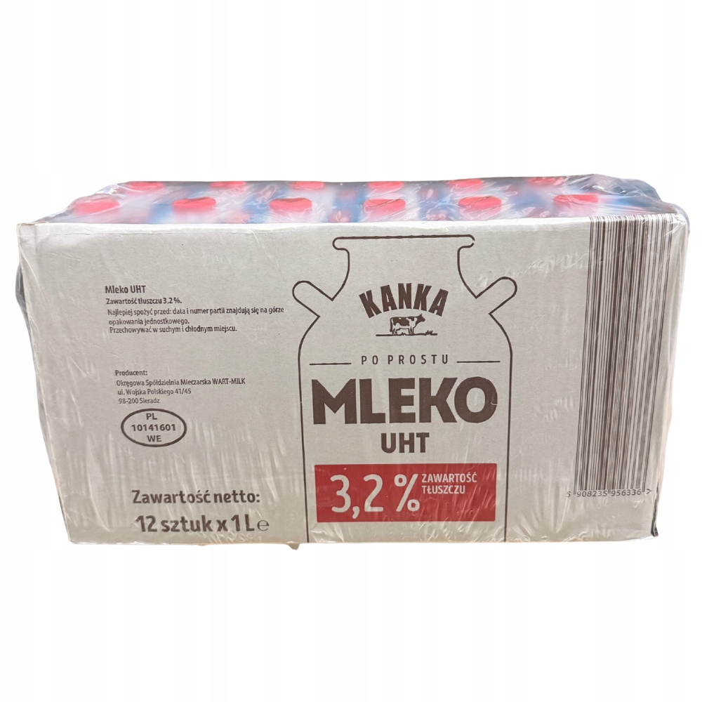 Kanka Mléko Uht 3,2% 1L, ideální pro kávu, vločky a vaření, karton 12x1L
