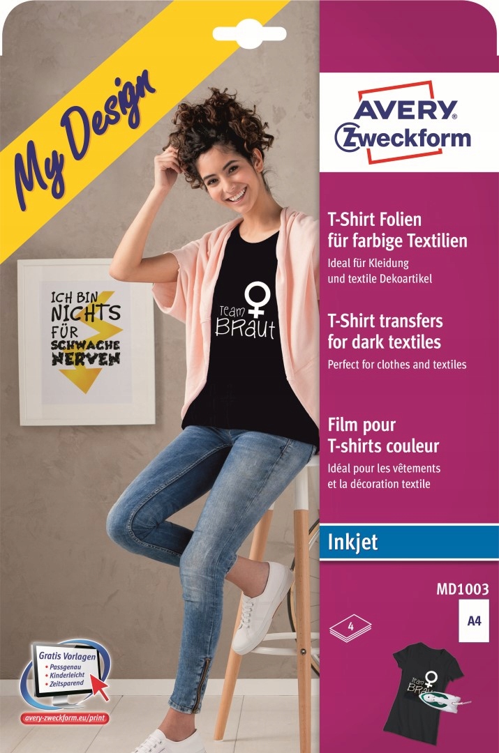 Fólie na Nažehlovačky na trička A4 4 Listy Avery Fólie na Odrážení