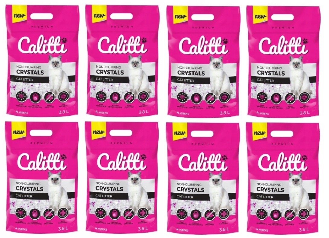 Levně Silikonové stelivo pro kočky Calitti Crystals 8x3,8 l