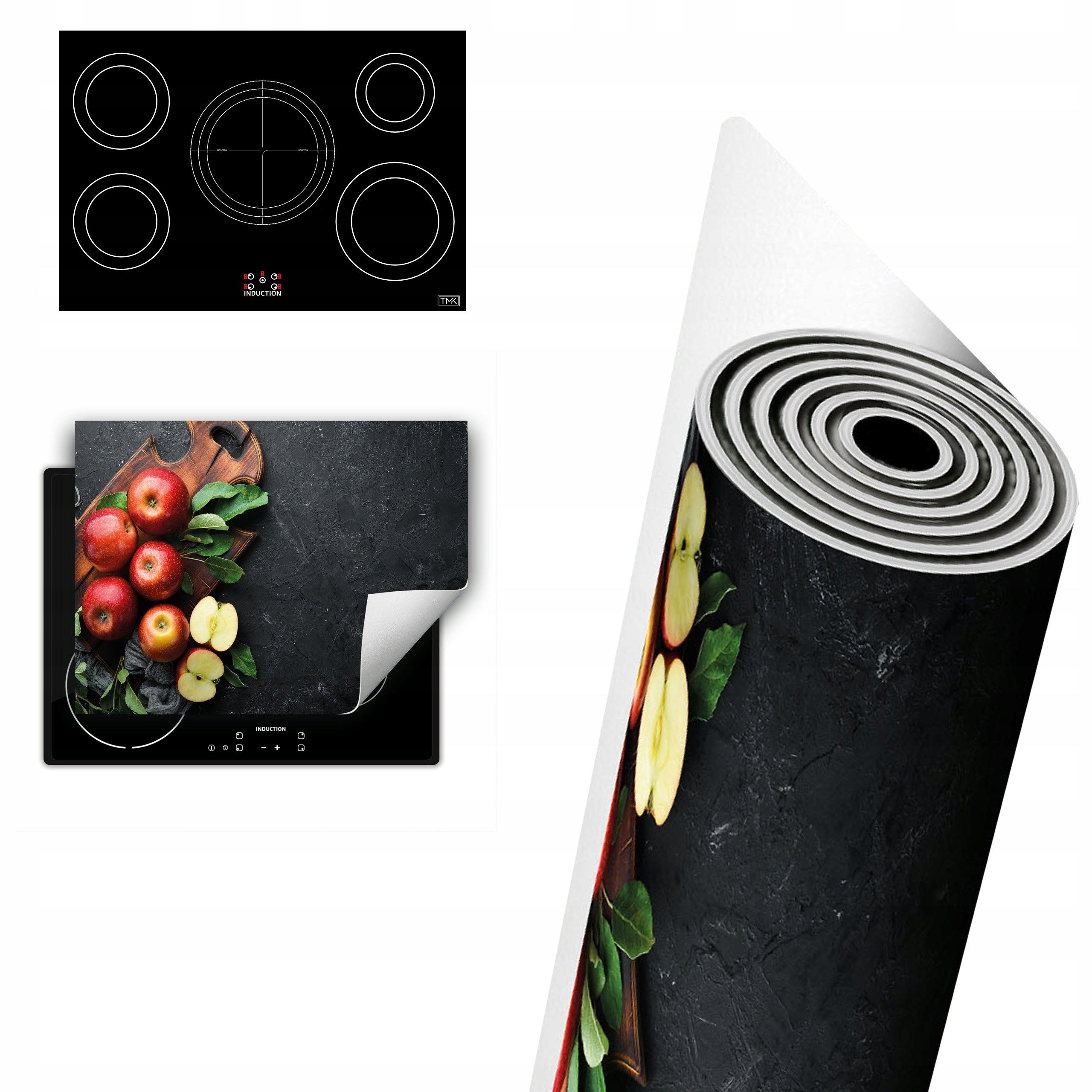 Vinylová Ochrana Na Indukci Deska 80x52 šedá jablka