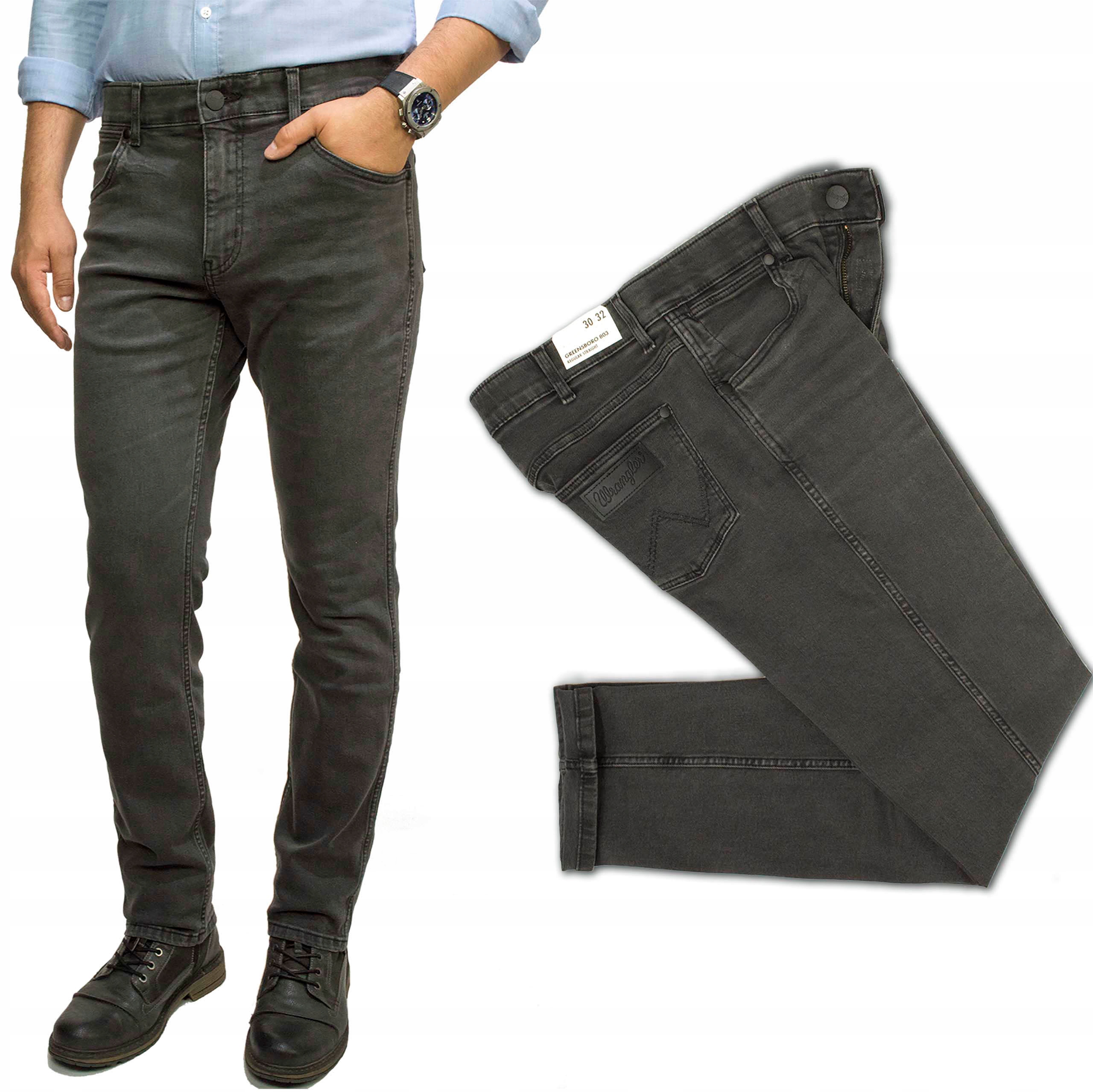 Wrangler Greensboro Straight Whisper męskie spodnie jeansy Regular W38 L34