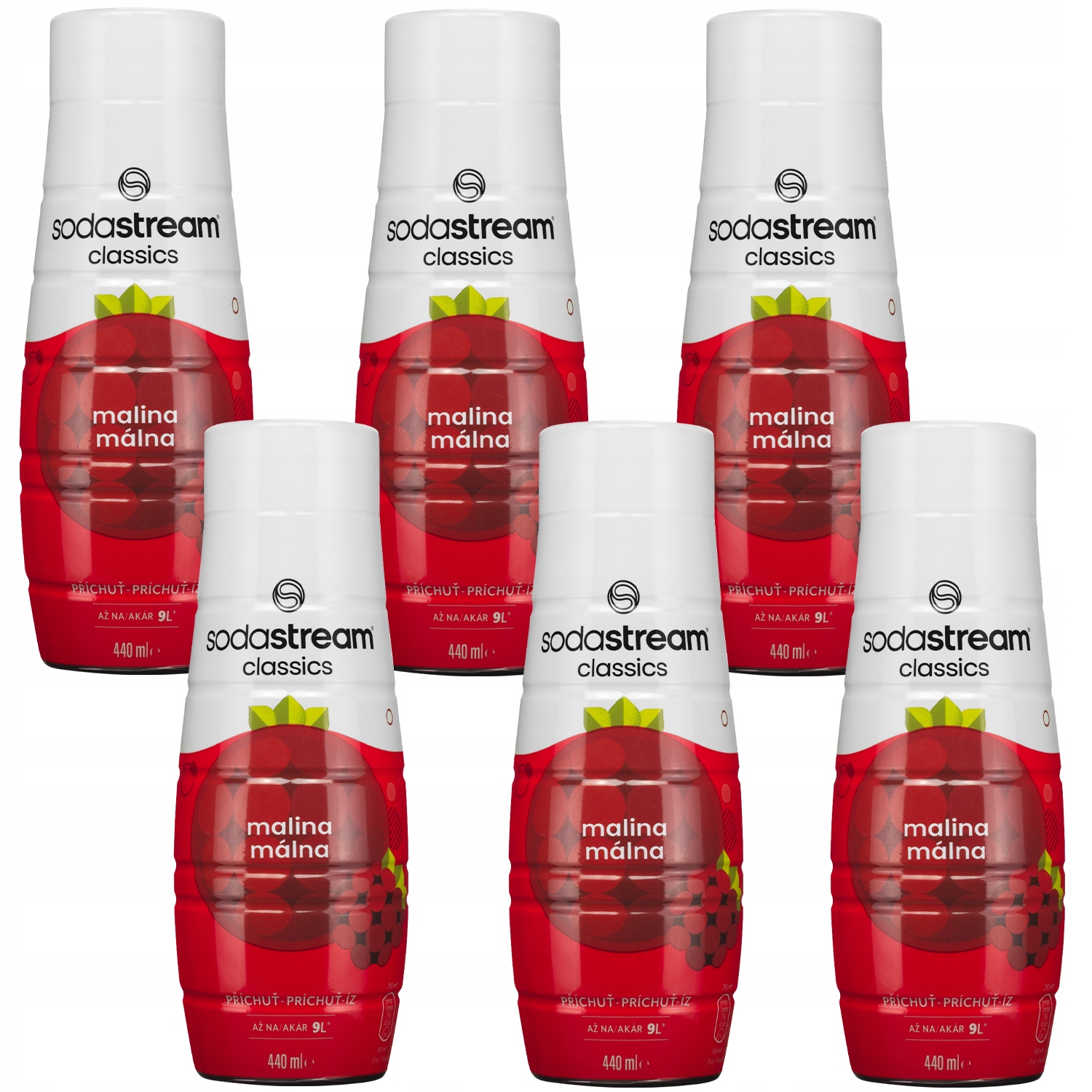 6 x Sirup Sodastream Malina 440 ML Koncentrát Do Vody Ze Saturátoru 9L Nápoje