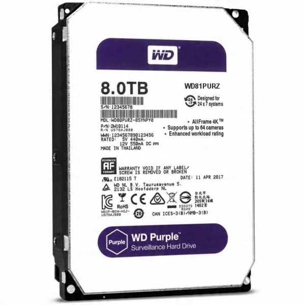 

Dysk twardy Hdd 8TB 3.5" Wd Purple WD82PURZ