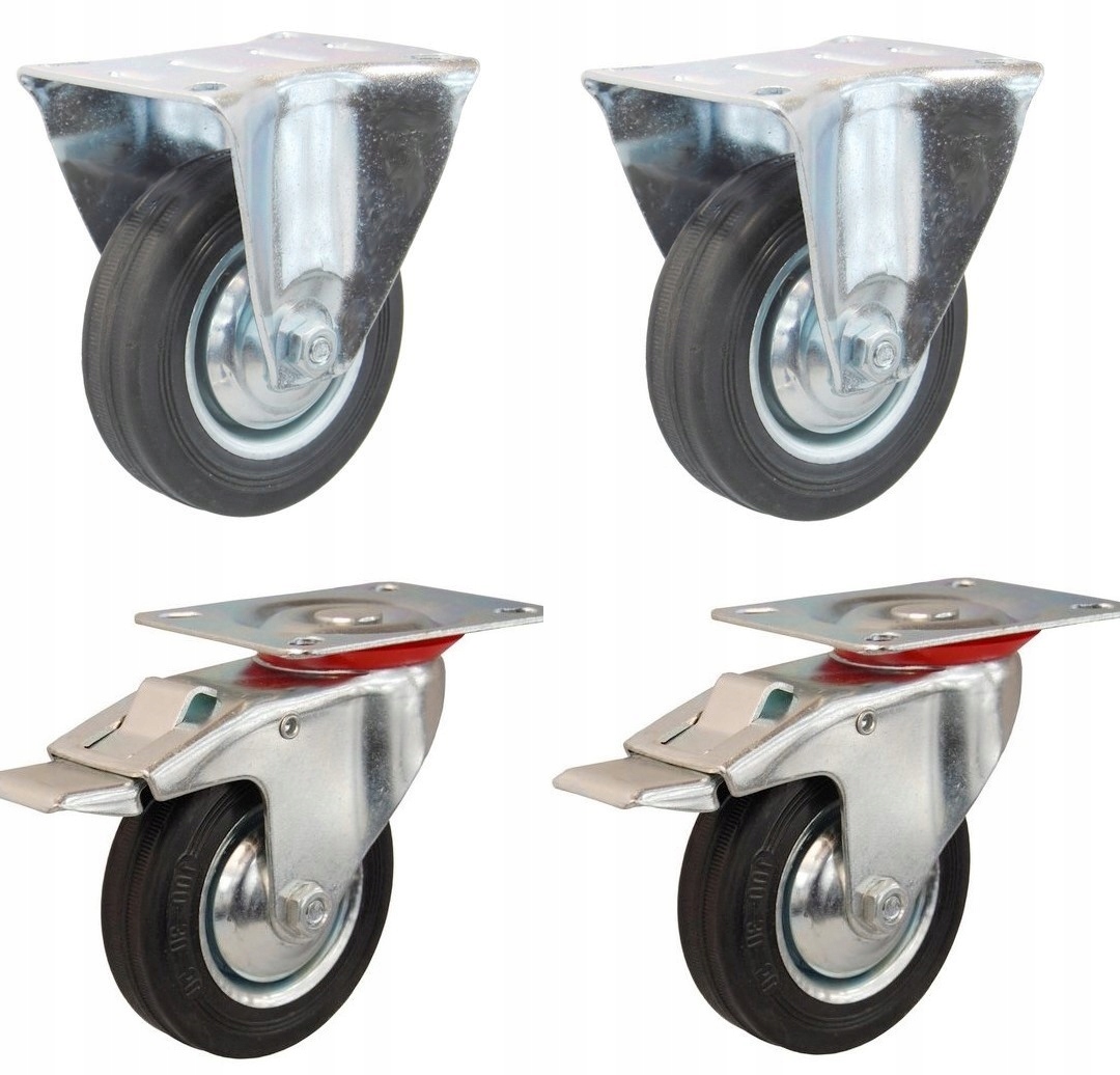 Sada 4 Otočných Koleček Vozíku 125 mm 2 St. 2 Sk+h