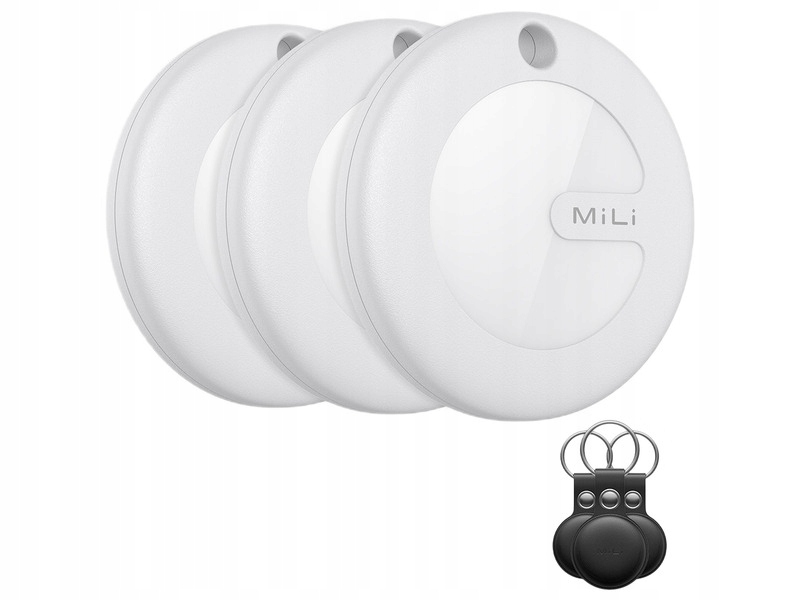 Lokalizator MILI MiTag Biały (3 szt.) Etui Czarny (3 szt.)