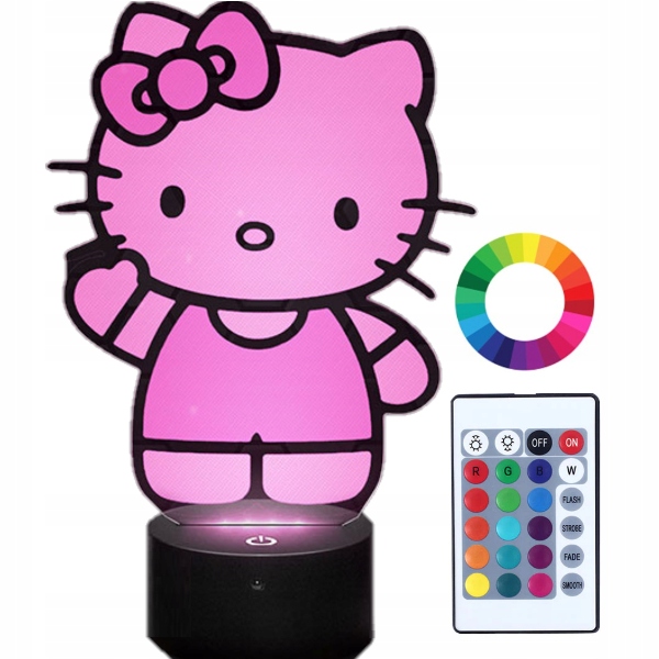 

Lampka Nocna z Imieniem Kotek Hello Kitty 3D Led