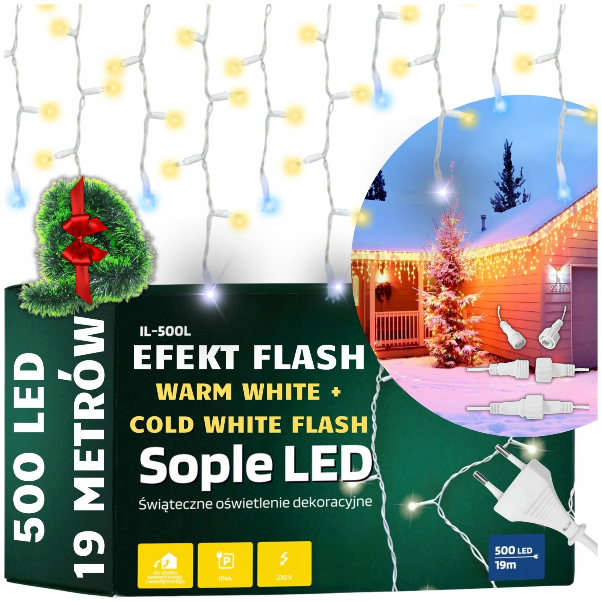 Cencúle 500 Led Pevné Flash Vonkajšie Osvetlenie Blesk Iskra Teplá Biela Dlhá