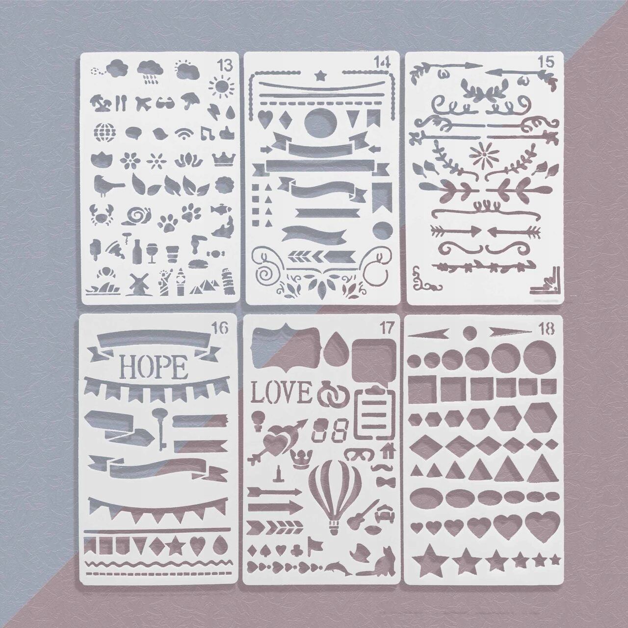 Szablony do Bullet Journal - zestaw 20 szt. Rozmiar A6