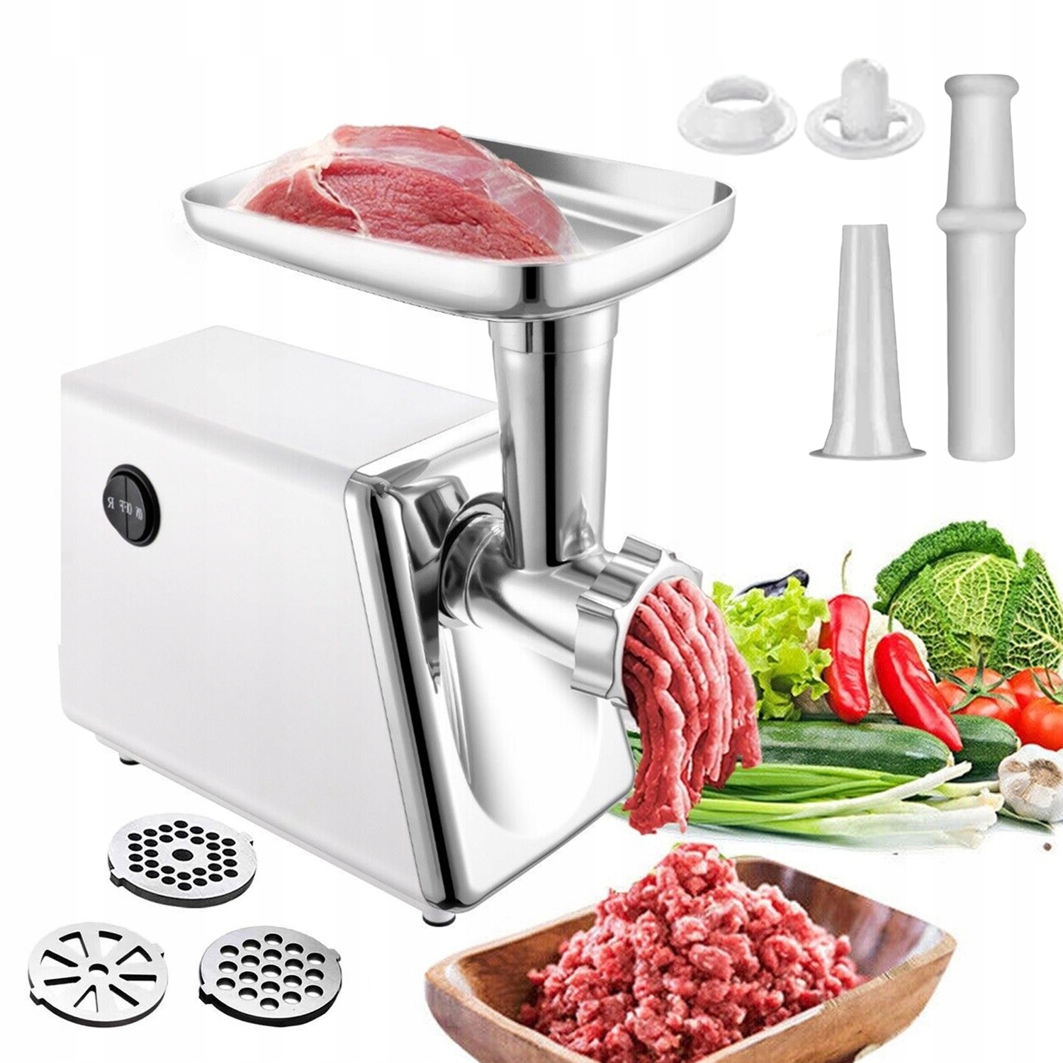 Elektrický Mlýnek Na Maso 800 W, Výkonná 3 Síta, Tryska Na Klobásy