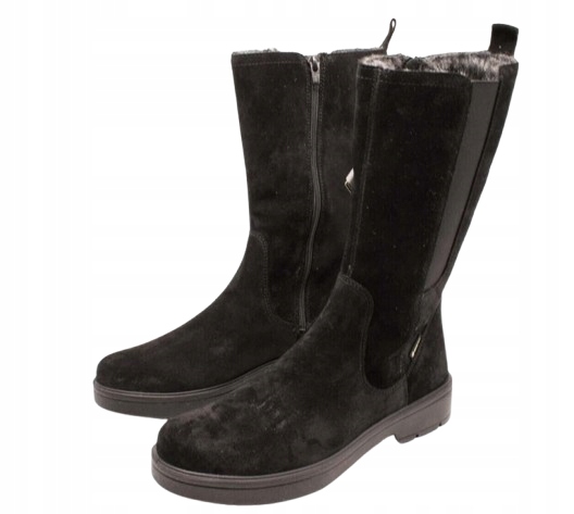 Legero Černé Semišové Kozačky Do Poloviny Lýtka Na Plochém Podpatku 36 Jžg