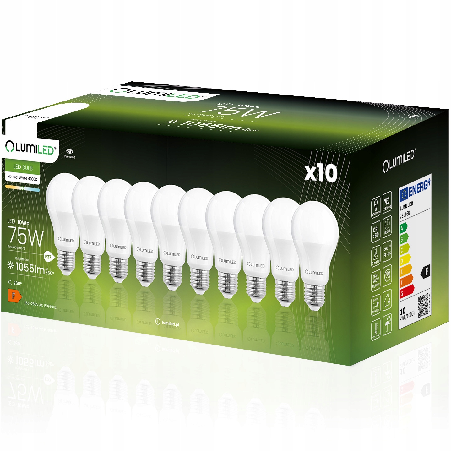 10x Żarówka LED E27 10W =95W 1055lm LUMILED 4000K