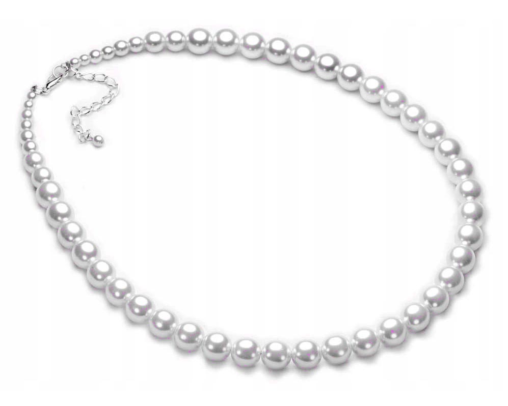

Perły Białe Naszyjnik Klasyczny Perełki Szklane 50