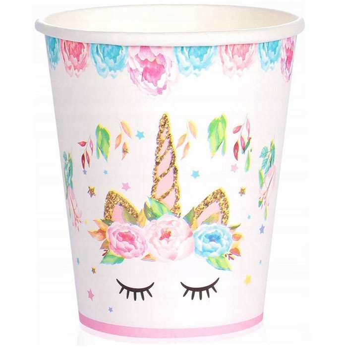 Kubeczki papierowe JEDNOROŻEC urodzinowe UNICORN konik urodziny PARTY 6szt