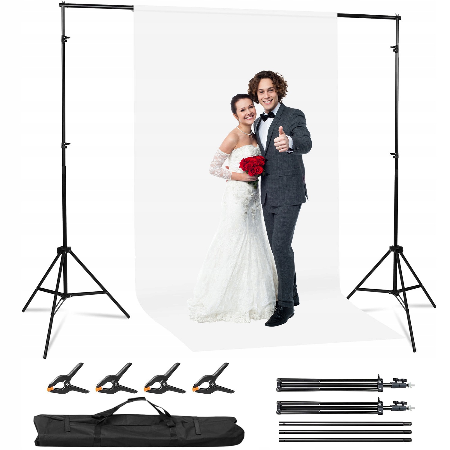 Stativ Na Pozadí Fotografického Pozadí, Sada Pro Studio, Svorky, Taška 200X200 CM