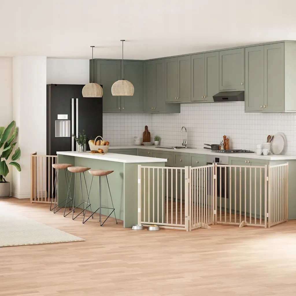 Levně Zábrana pro psy s dvířky skládací 12 panelů 960 cm topol Hnědá 3155728