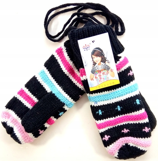 

Wełniane rękawiczki Dziewczęce na Sznurku