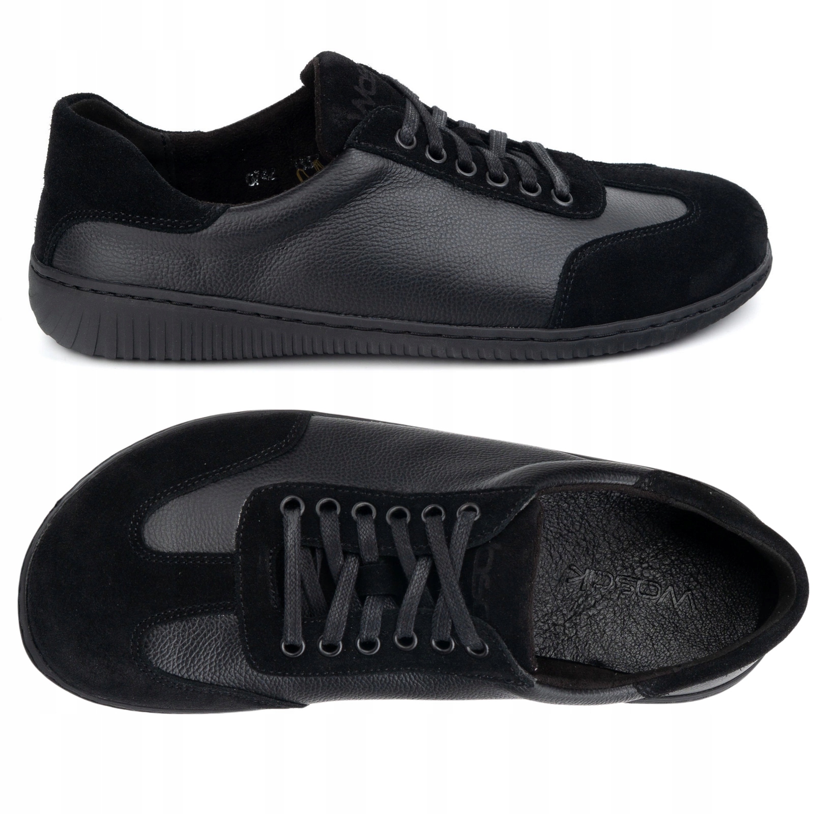 Barefoot Buty męskie obuwie szerokie skórzane Polskie 0742W czarne 40