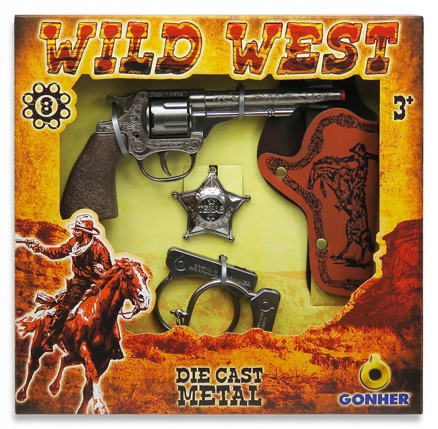 Набор ковбоя. Игрушка револьвер Gonher Cowboy (121/0), серебристый. Набор Гонхер ковбой. Револьвер на пистонах Gonher. Gonher оружие.
