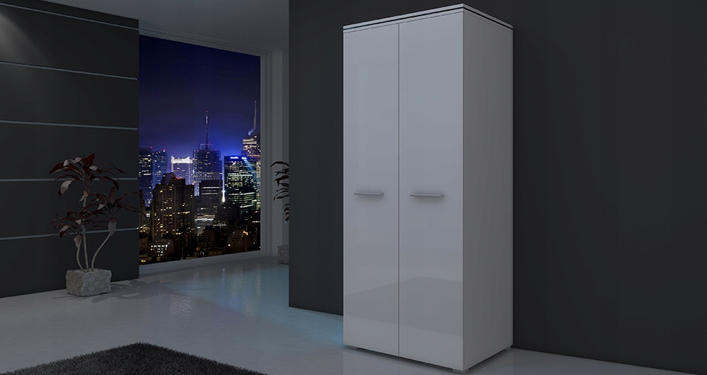 Szafa stojąca biała wysoki połysk Phantasy - NOWOŚĆ #AAAAMEBLE#