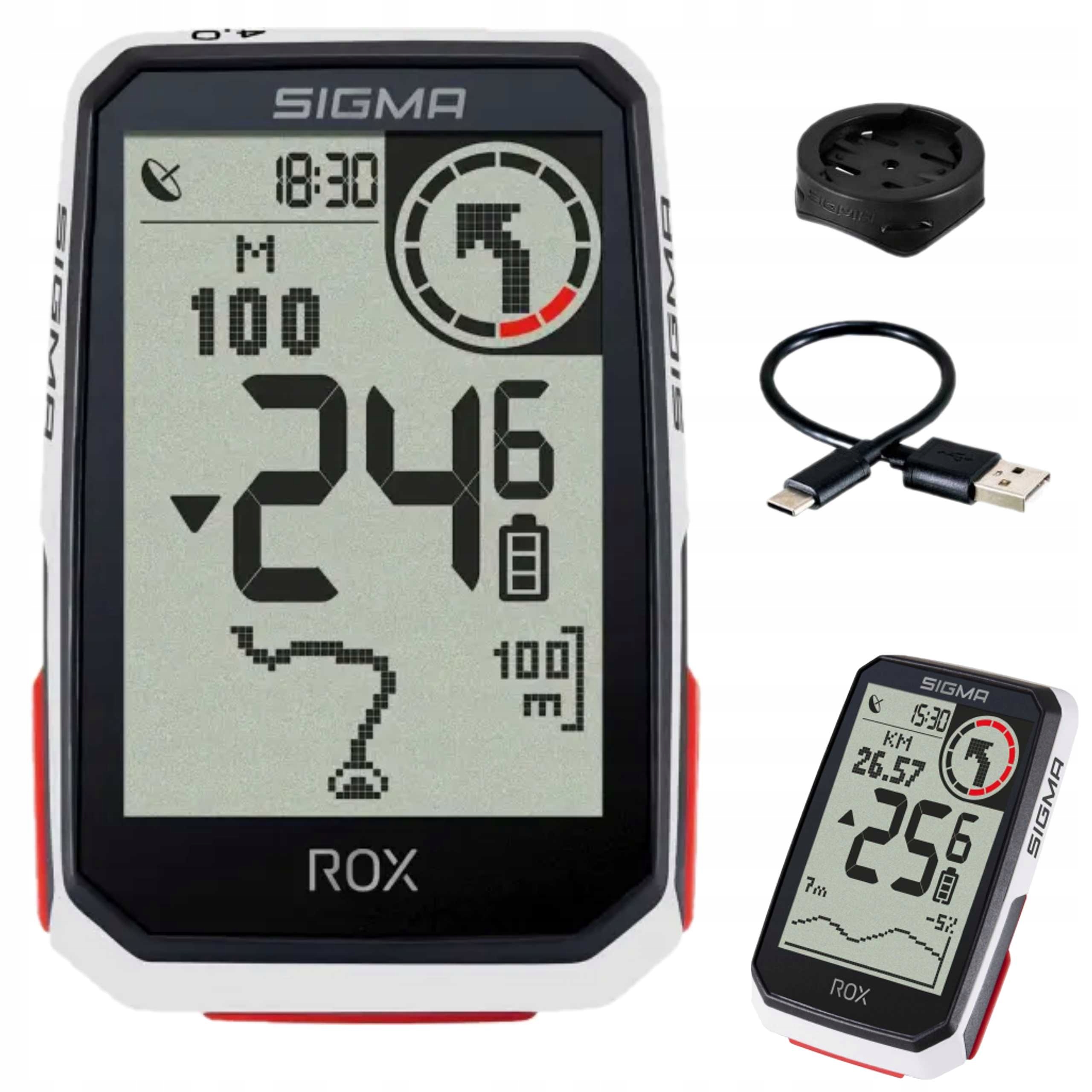 Licznik Rowerowy Sigma Rox 4.0 Gps Biały 01061 Nawigacja Wysokościomierz