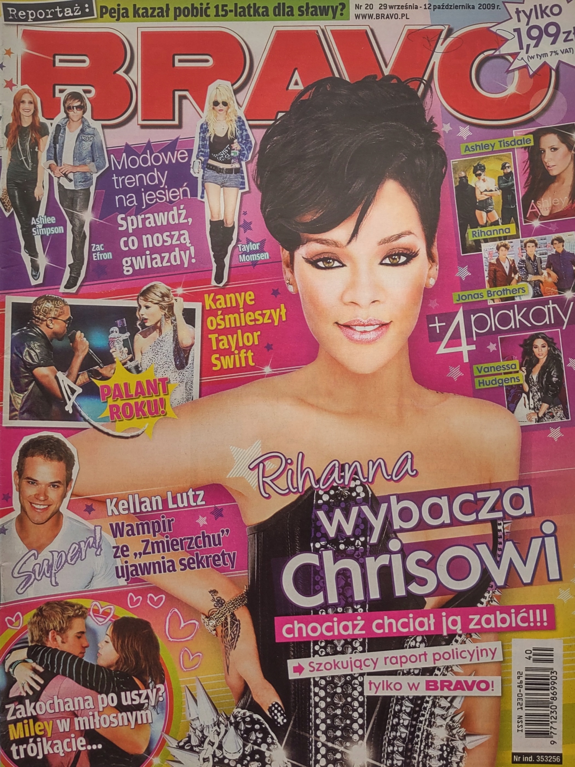 Bravo 20 2009 brak plakatów i dodatków Rihanna