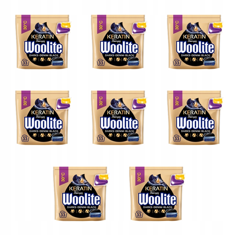 Woolite kapsle na praní Keratin černá/tmavá/džínová 33 X8