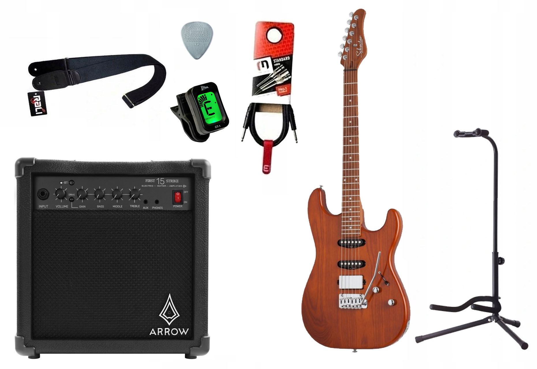 Elektrická kytara Schecter Tradit. Van Nuys 15W kabelový zesilovač