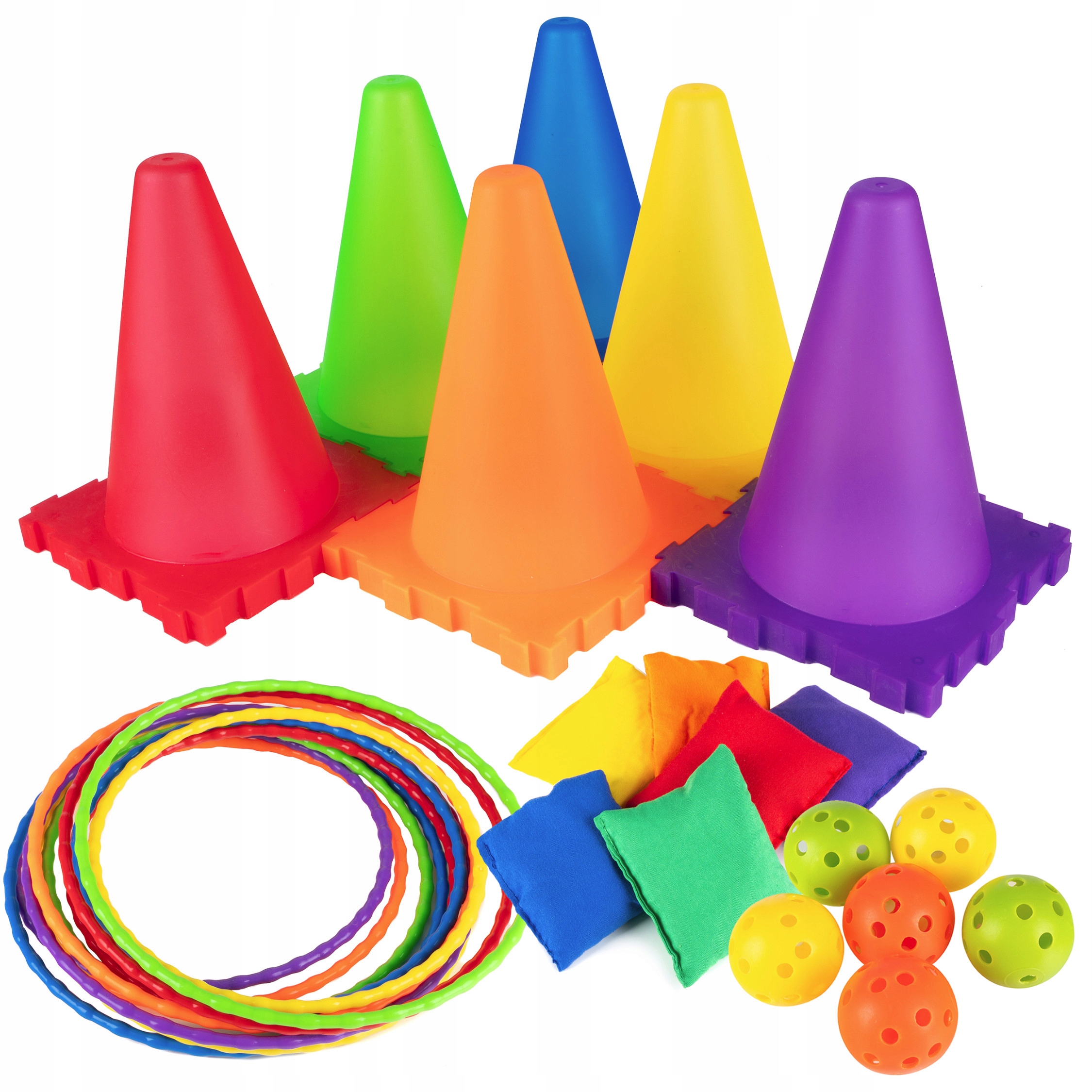 GRA ZRĘCZNOŚCIOWA RZUT DO CELU 3w1 Pachołki Obręcze Woreczki 30 Elementów Marka inna