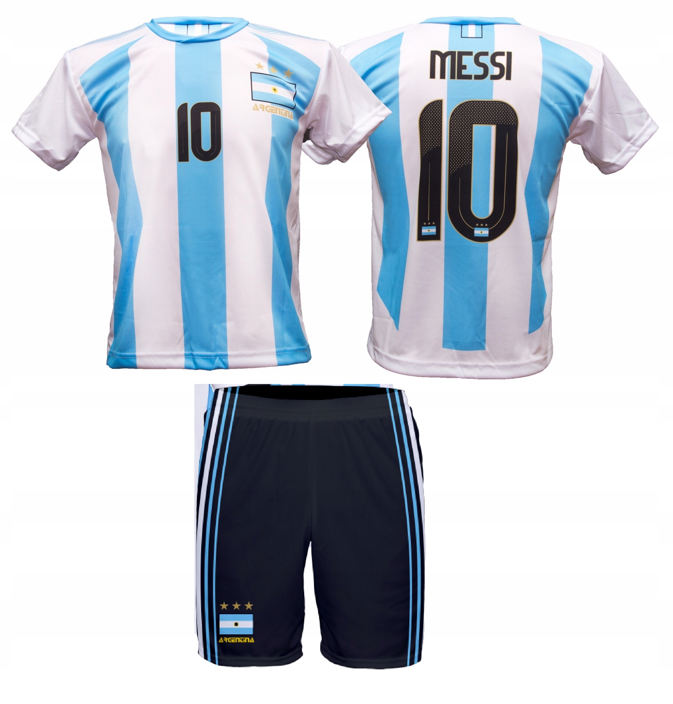 MESSI ARGENTYNA STRÓJ SPORTOWY KOMPLET PIŁKARSKI ROZMIAR 158