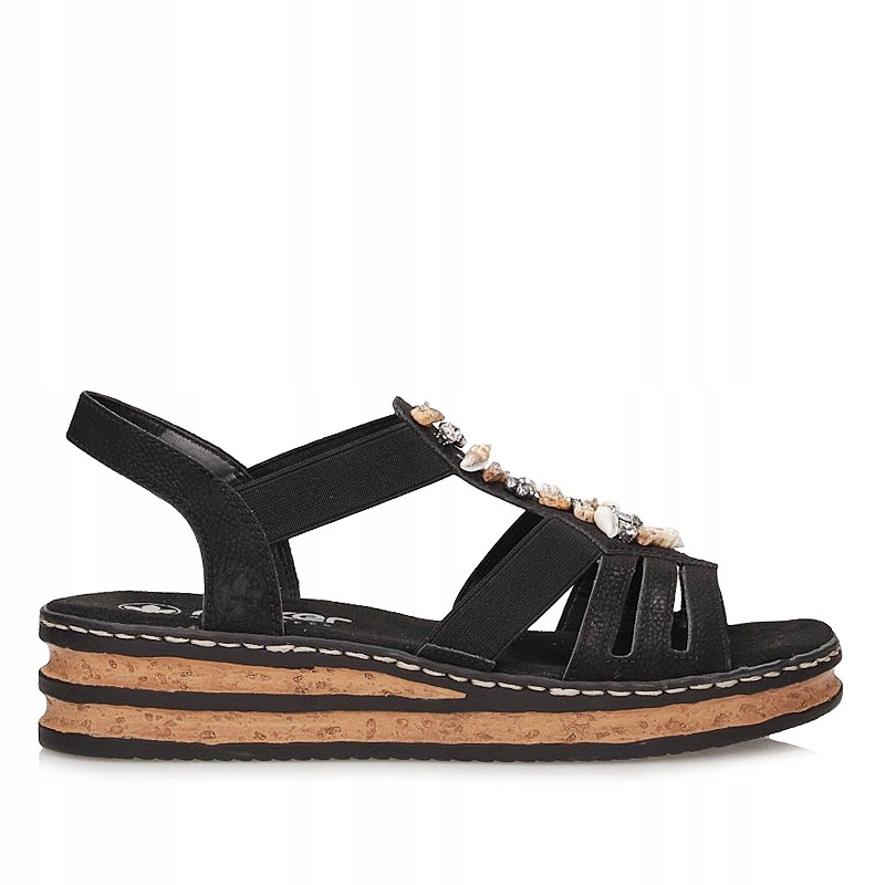 Elegantní sandály na platformě Rieker 62949-00 s gumičkou