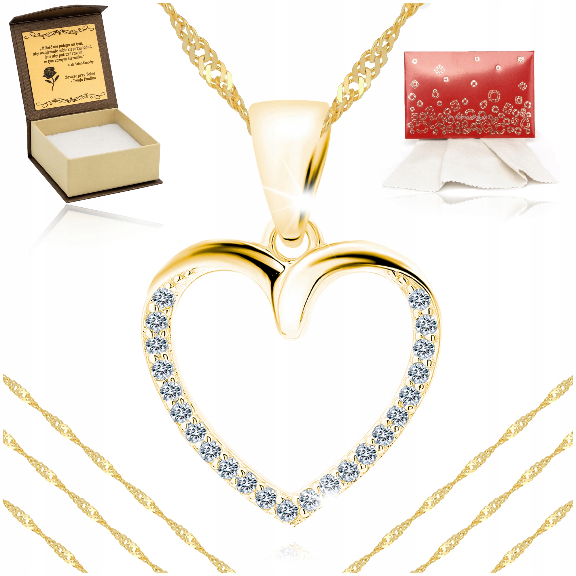 Zlatý Řetízek Se Srdíčkem 925/585 Stříbrný Jako Dárek Bonus Gravírování