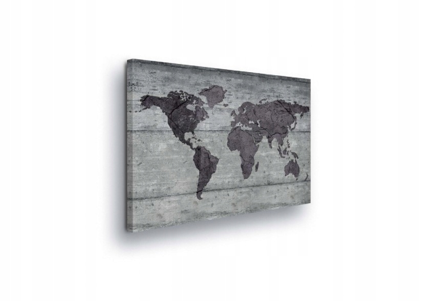 Obraz 80x60 Mapa světa beton textura šedý minimalismus cestování loft styl