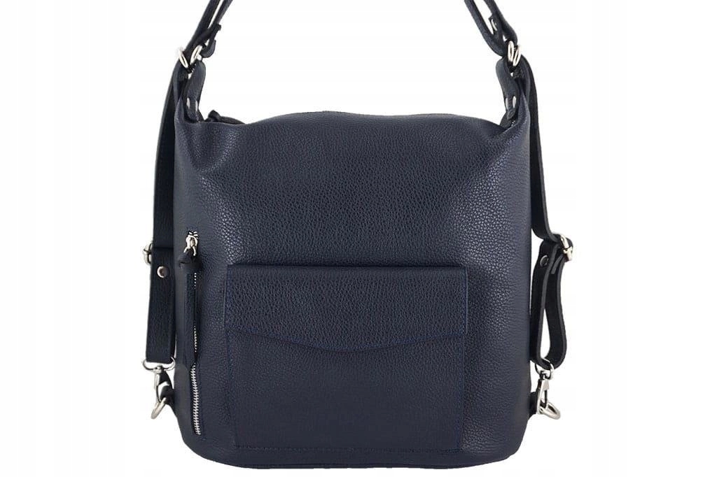 Kabelka batoh z přírodní kůže, dámský, italský modrá